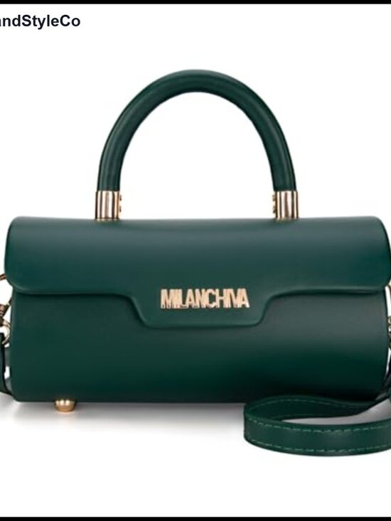 Handbags - Vegan Leather Mini Barrel Top Handle Bag with Detachable Crossbody Strap